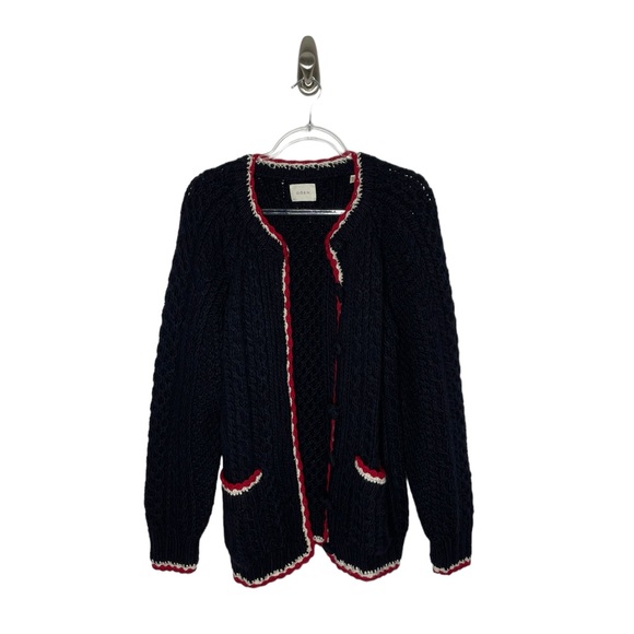 Doen | Tamara Merino Wool Cableknit Cardigan Navy Small - Picture 7 of 12